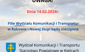 Komunikat Wydziały Komunikacji i Transportu